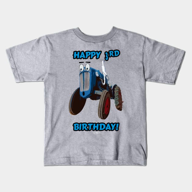 Happy 3rd birthday tractor design Kids T-Shirt by seadogprints